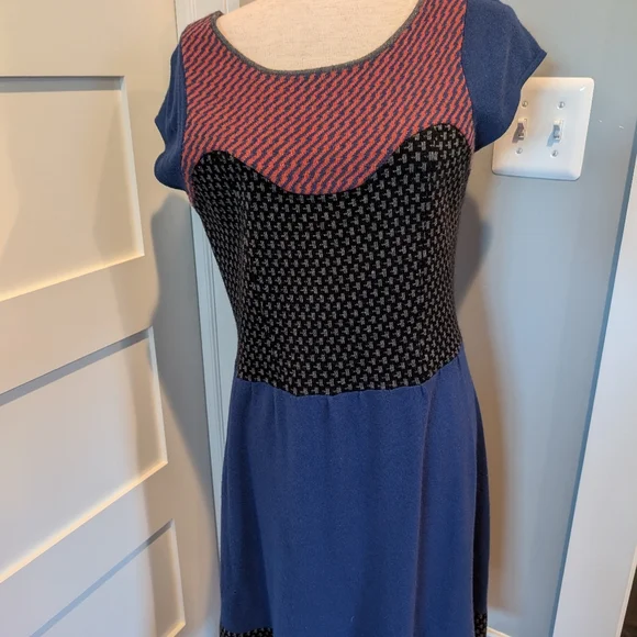 anthropologie blue and orange dress Anthropologie Verb Strapless Maxi Dress Size 8 Boho Ikat Blue Orange  Metallic